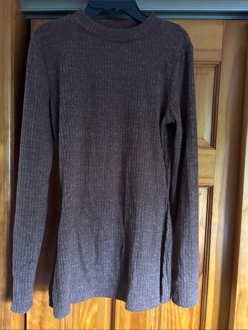 SHEIN Brown Ribbed Knit Tunic Top